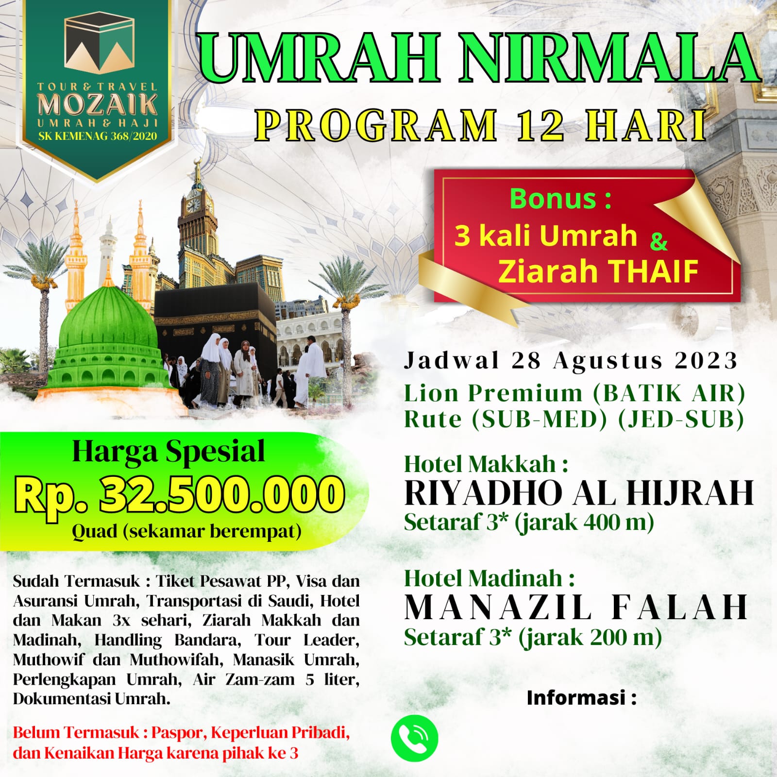 PAKET UMROH 28 AGUSTUS 2023